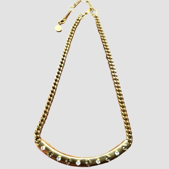 Vintage Givenchy gold tone necklace with segmental arch measure 3.5” - Picture 4 of 7